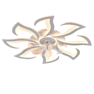 Flower Ceiling Fan With Remote Controlled LED Light, Flush Mount DC Motor Fan