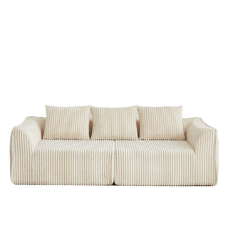 Minimalist 3 Seater Sofa With Curved Lines And Gently Sloped Backrest