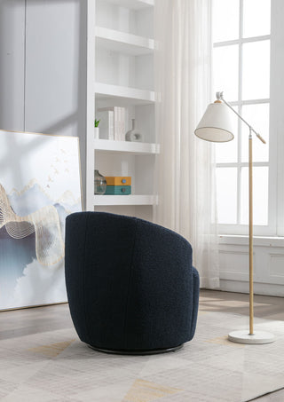 Teddy Fabric Swivel Accent Armchair Barrel Chair With Powder Coating Metal Ring