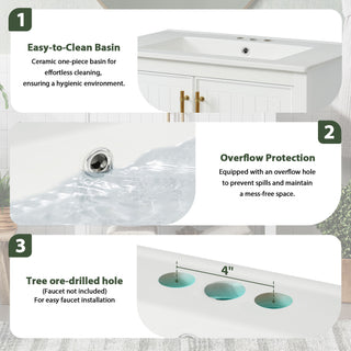 Elegant Bathroom Vanity With Ceramic Sink And Versatile Storage