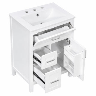 Modern Bathroom Vanity With Sink, Flip Drawer & 2 Drawers, Soft Close Hinges, Adjustable Shelf