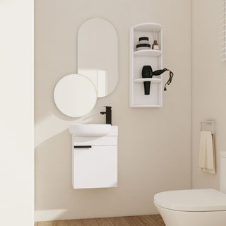 Wall Mounted Bathroom Vanity With Sink And Storage Rack, Soft Close Doors