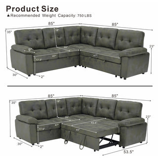 Convertible Sectional Sofa Bed & Pull Out Sleeper And Storage