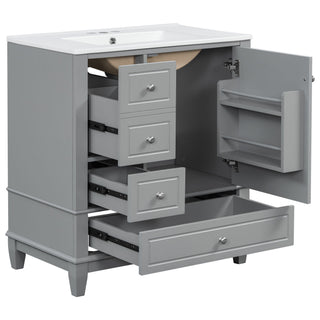 Freestanding Bathroom Vanity With Sink, Soft Close Door, 3 Drawers