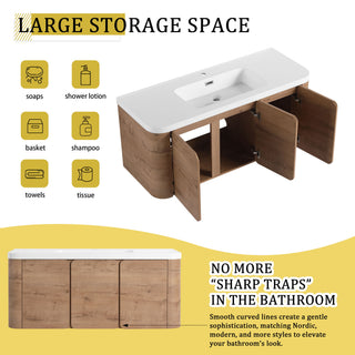 Wall Mounted Bathroom Vanity With Sink, 3 Soft Close Doors