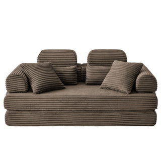Convertible Sleeper Sofa With & Side Storage Pocket, Foldable Upholstered Couch For Living Room