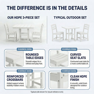 Outdoor Patio Dining Set, Square Table With Umbrella Hole And Armless Chairs
