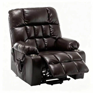 Lift Chair With Heat & Massage, 2 Pockets, 2 Cup Holders, Dual Remote - Wine Red