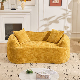 Curved 2 Person Compress Sofa With Armrests, Includes Pillows