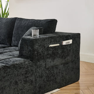 U - Shaped Sectional Sofa, Cup Holders & Side Pockets For Living Room