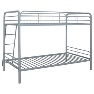 Long Beach - Twin Over Twin Bunk Bed With Built In Guardrails And Angled Ladder - Silver
