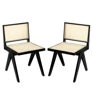 Chandigarh Dining Room Chairs With Natural Rattan (Set of 2)