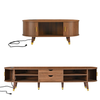 TV Stand & Coffee Table Set With Charging Station