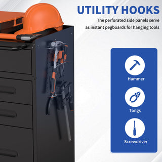 Rolling Tool Cabinet Heavy Duty Garage Storage With Lockable Doors & Drawers