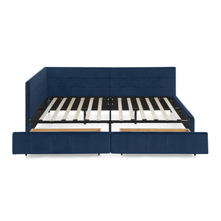 Elegant Design Storage Upholstered Tufted Bed Frame With Backrest And Armrests