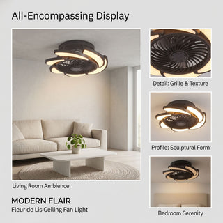 Bladeless Ceiling Fan With Remote Control, 6 Speeds Dimmable Light, Enclosed Low Profile For Living Room - Black