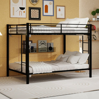 Bunk Bed For Kids, Convertible Frame With Ladders & Guardrail