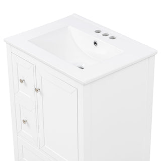 Modern Bathroom Vanity With Sink, Soft Close Drawers & Door, Storage Rack