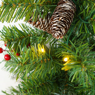 Pre Lit Artificial Christmas Tree Set With LED Lights, 3 Piece Garland And Entrance Trees, Warm Lighting, Indoor Use Only - Green