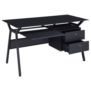 2 Drawer Computer Desk With Keyboard - Black