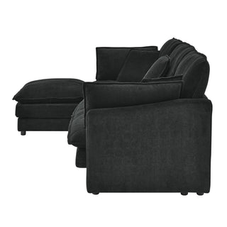 L-Shaped Sectional Sofa With Ottoman, Convertible 4 Seater Couch