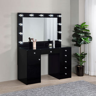 Fern - 7 Drawer Vanity Set With Mirror And Globe Lights