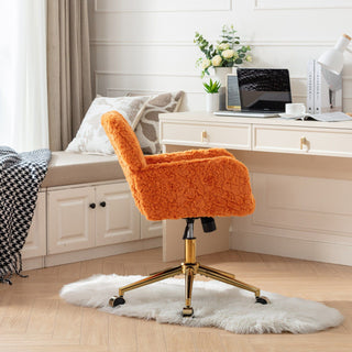 Office Chair, Artificial Rabbit Hair Home Office Chair With Metal Base, Adjustable Desk Chair Swivel Office Chair, Vanity Chair