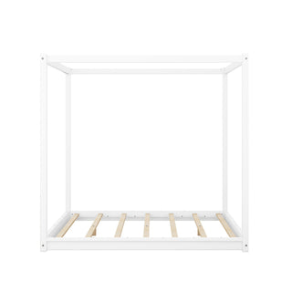 Wood Canopy Platform Bed With Support Legs And Airflow Slats