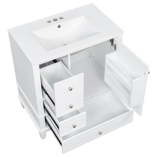 Freestanding Bathroom Vanity With Sink, Soft Close Door, 3 Drawers
