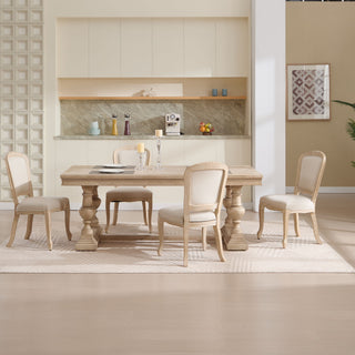 Dining Chairs Upholstered With Fan Shaped Back (Set of 2) - Beige