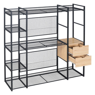 Open Style Wardrobe With Hanging Rails, Shelves And Drawers