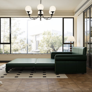 3 In 1 Convertible Sleeper Sofa With Nailhead Trim & Rolled Arm