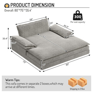 Modern Oversized Double Chaise Lounge Chair