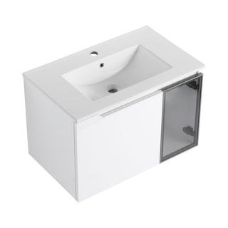 Wall Mounted Bathroom Vanity With Sink, 2 Soft Close Doors, Cabinet & Half Door