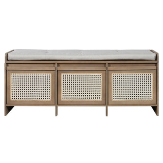 Entryway Shoe Bench With Drawers & Button Tufted Cushion