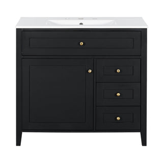 Bathroom Vanity With Sink, Cabinet With 3 Drawers And Adjustable Shelf