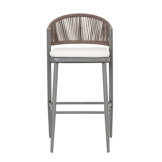 Outdoor Bar Height Metal Frame Counter Stools With Scallop Shaped Backrest & Water Resistant Cushions