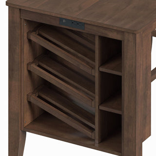 Santa Barbara - Kitchen Island & 2 Counter Stools With Fabric - Walnut / Dark Gray