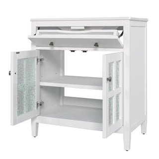 Bathroom Vanity With Ceramic Sink, Adjustable Shelf & Tip Out Tray