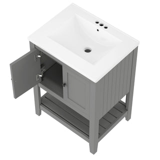 Modern Bathroom Vanity With Sink And Open Shelf