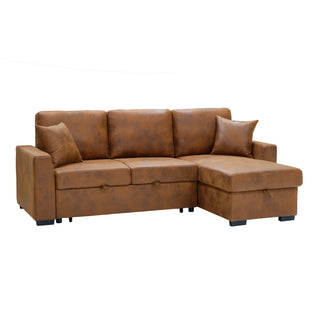 Upholstered Sectional With Pull-Out Bed And Chaise Storage