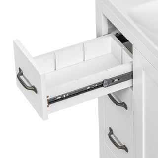 Modern Bathroom Vanity Base Only, 6 Drawer Storage With Adjustable Shelf