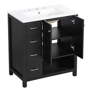 Bathroom Vanity With Sink Top, Bathroom Vanity Cabinet With 2 Doors And 2 Drawers, Open Shelf