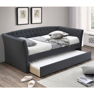 Daybed With Trundle Button Tufted Slat Included - Charcoal
