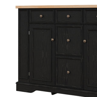 Sideboard Buffet Cabinet With 5 Drawers, 2 Cabinets, Adjustable Shelves