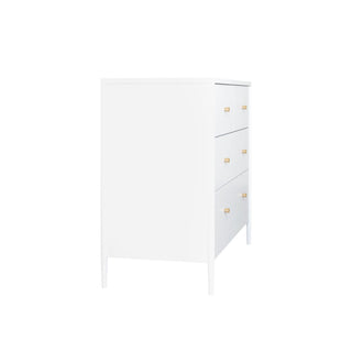 4 Drawer Kids Dresser With Antique Brass Pulls - White