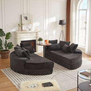 Round Oversized Sofa Bed With 5 Throw Pillows