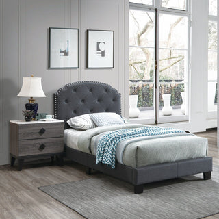 Button Tufted Bed With Nailhead Trim