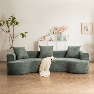 Modern Style Ultra Smooth Curved Sofa With 3 Pillows