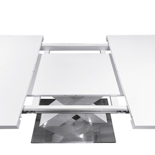 Rectangle Dining Table, Stretchable, X Shape Legs - White